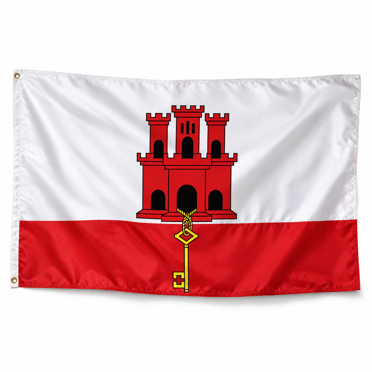 Drapeau de Gibraltar – Plusieurs Tailles – Polyester Résistant — photo produit réaliste