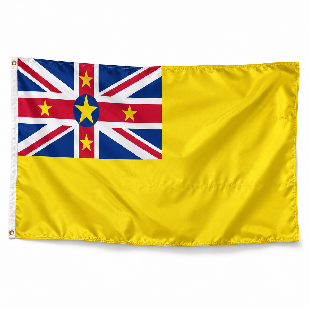 Drapeau de Niue – Plusieurs Tailles – Polyester Résistant — photo produit réaliste