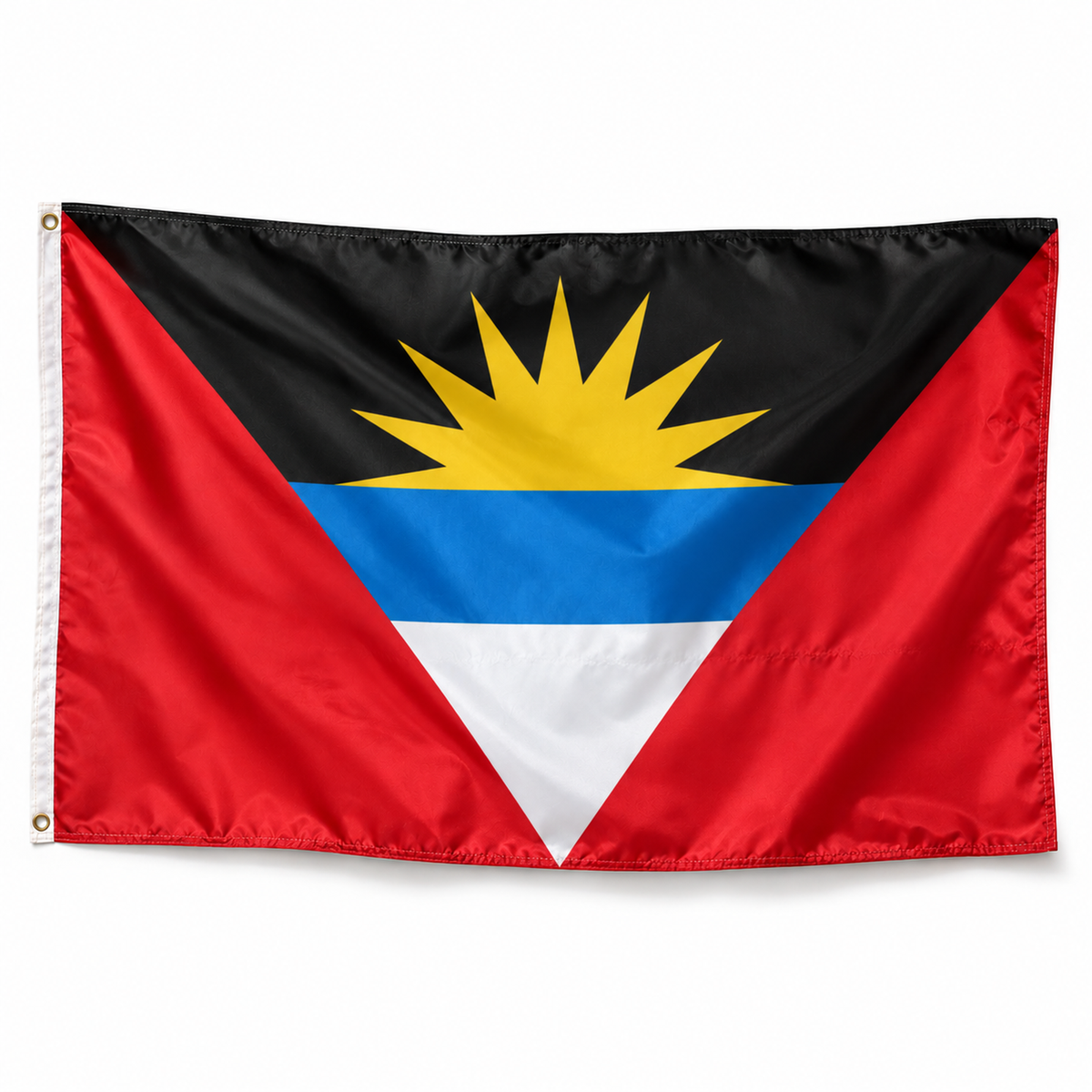 Drapeau d'Antigua-et-Barbuda – Plusieurs Tailles – Polyester Résistant — photo produit réaliste