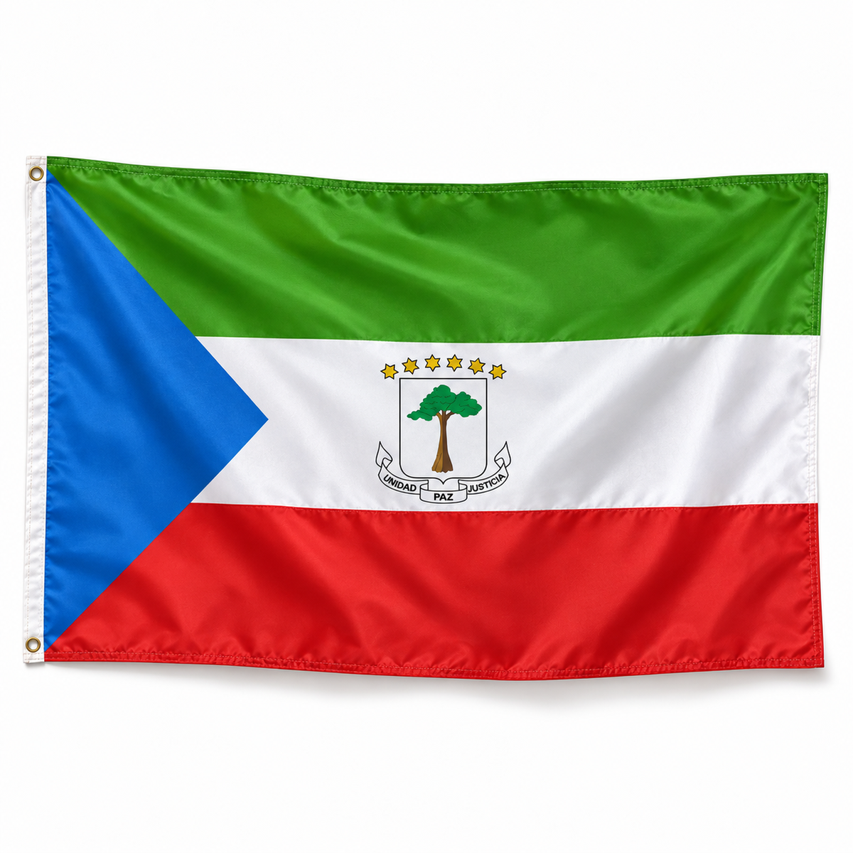 Drapeau de la Guinée équatoriale – Plusieurs Tailles – Polyester Résistant — photo produit réaliste