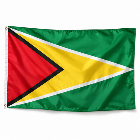 Drapeau Guyana polyester réaliste avec bande blanche et œillets