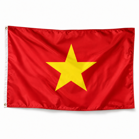 Drapeau Viêt Nam polyester réaliste avec bande blanche et œillets