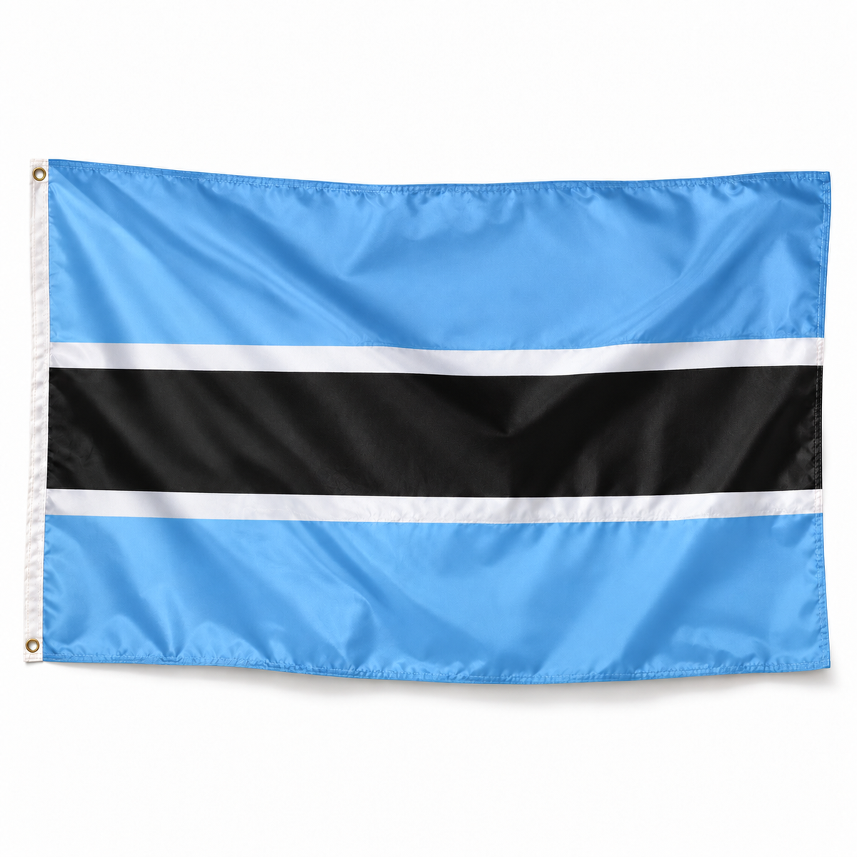 Drapeau Botswana polyester réaliste avec bande blanche et œillets