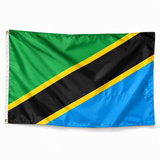 Drapeau Tanzanie polyester réaliste avec bande blanche et œillets