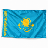 Drapeau du Kazakhstan réaliste en polyester avec bande blanche et œillets