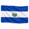 Drapeau du Salvador – photo produit réaliste IA, polyester avec bande blanche et œillets