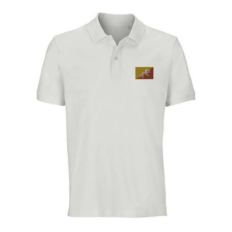 Polo drapeau bhoutan brodé coton bio unisexe élégant