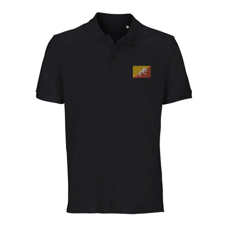 Polo drapeau bhoutan brodé coton bio unisexe élégant