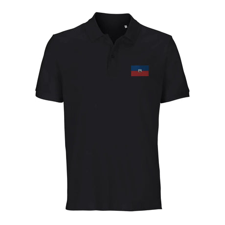 Polo drapeau haïti brodé coton bio élégant unisexe