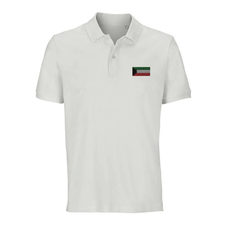 Polo drapeau koweït brodé en coton bio unisexe