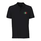 Polo drapeau mexique coton bio brodé élégant unisexe