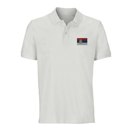 Polo drapeau serbie brodé en coton bio unisexe