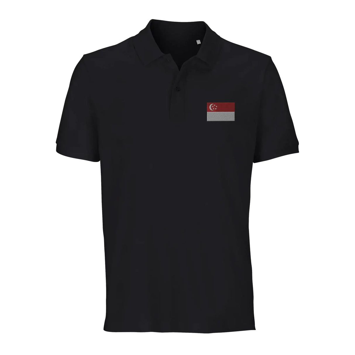 Polo drapeau singapour coton bio brodé unisexe élégant