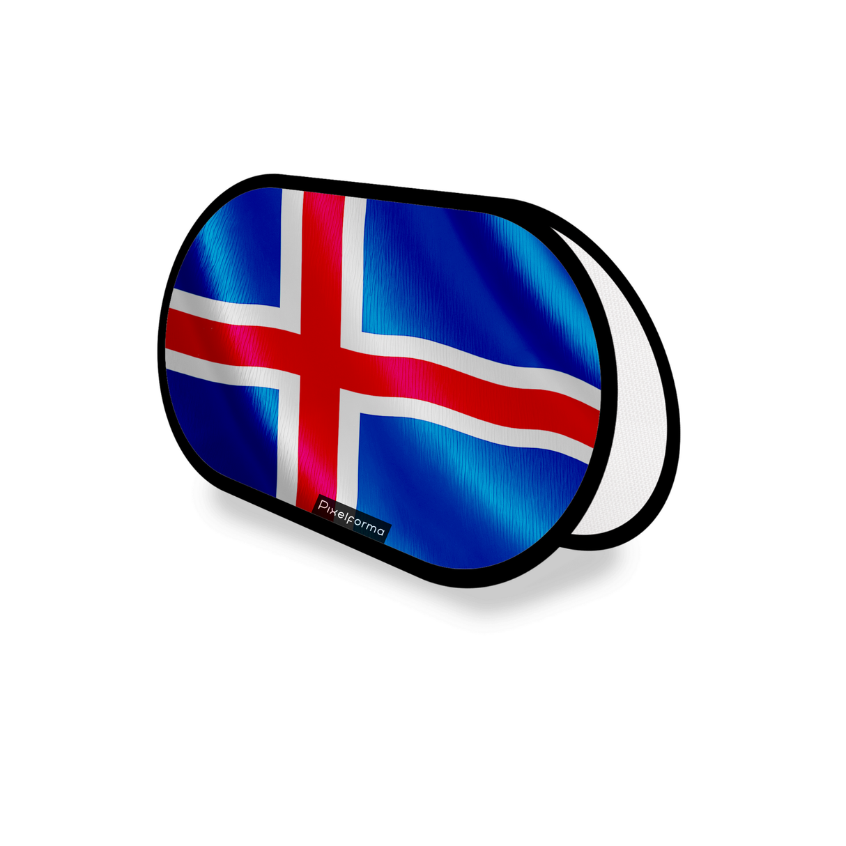 Support publicitaire ovale drapeau islande en polyester - pixelforma