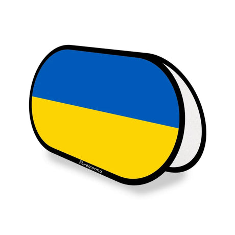 Support publicitaire Ovale Drapeau Ukraine en Polyester - Pixelforma 