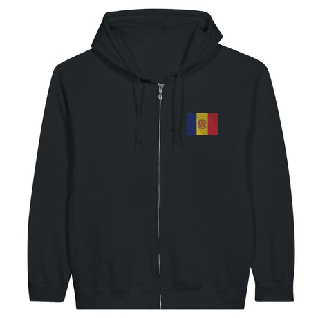 Sweat à capuche andorre brodé coton mélangé fermeture éclair