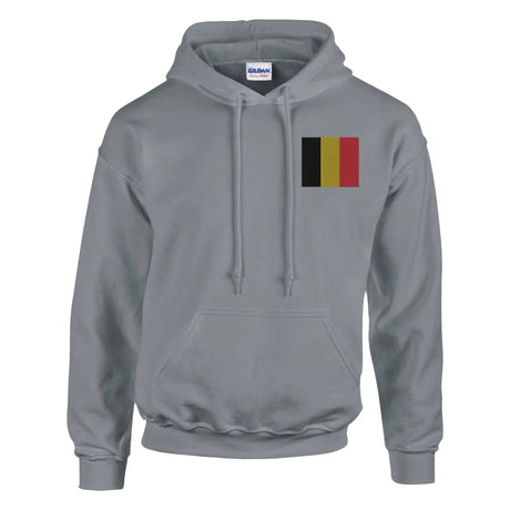 Sweat à capuche belgique coton mélangé broderie couleur