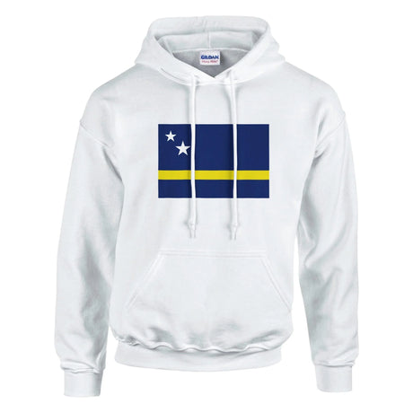 Sweat à capuche curaçao coton mélangé broderie couleur