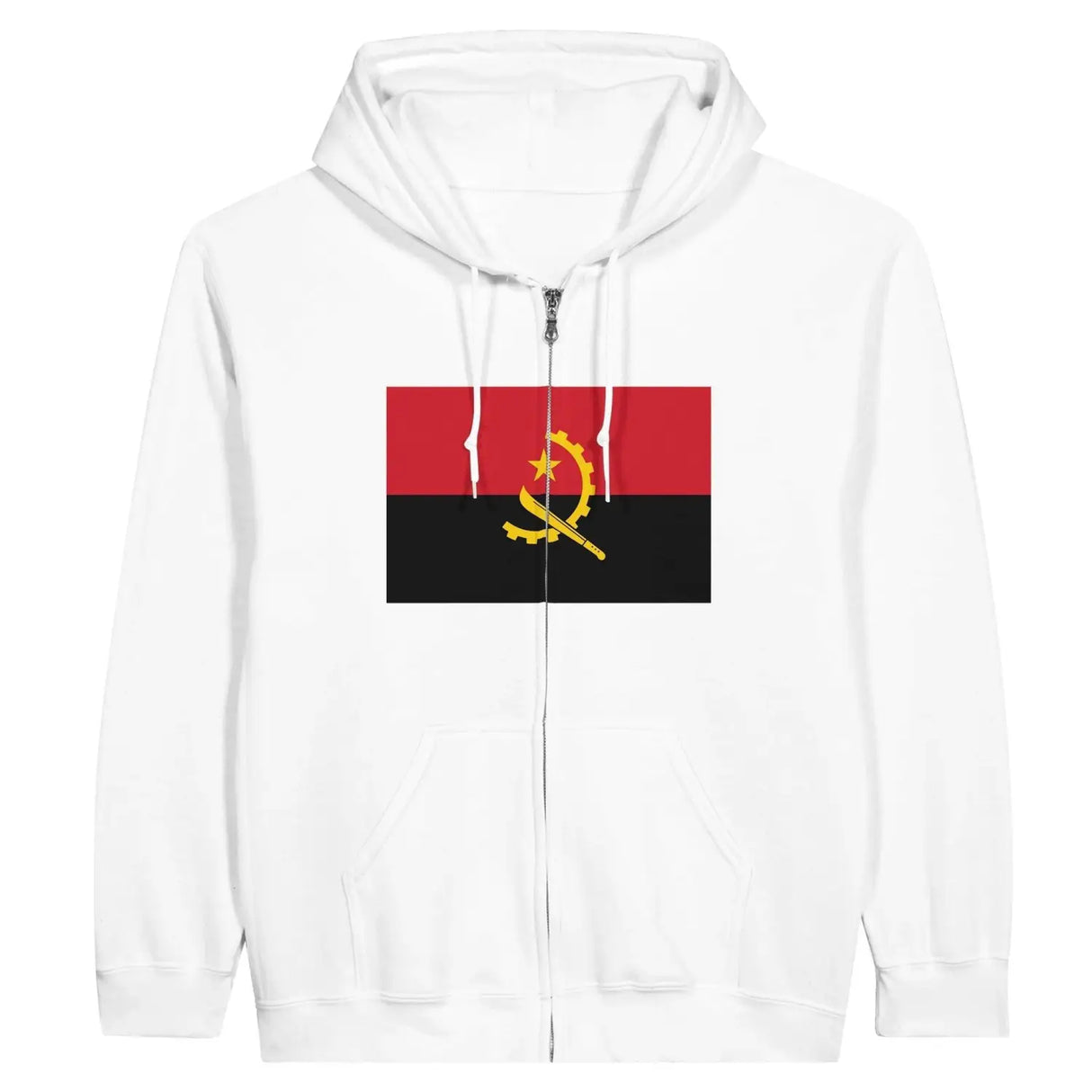 Sweat à capuche drapeau angola à fermeture éclair - pixelformaflag