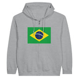 Sweat à capuche drapeau brésil à fermeture éclair - pixelformaflag