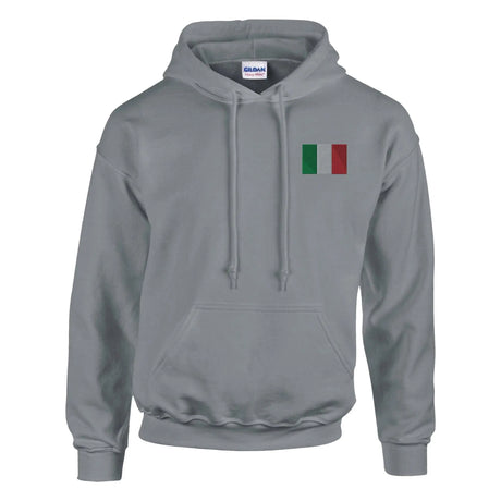 Sweat à capuche drapeau italie brodé coton mélangé