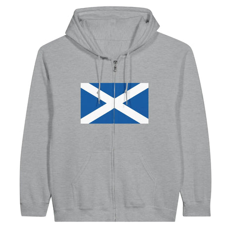 Sweat à capuche écosse coton mélangé broderie zip