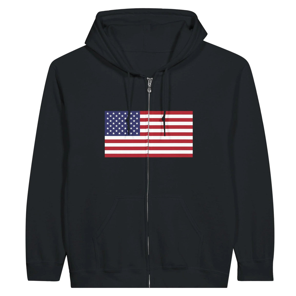 Sweat à capuche états-unis coton mélangé broderie zip