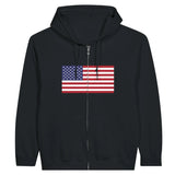 Sweat à capuche états-unis coton mélangé broderie zip