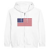 Sweat à capuche états-unis coton mélangé broderie zip