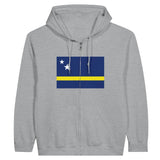 Sweat à capuche fermé curaçao coton mélangé broderie