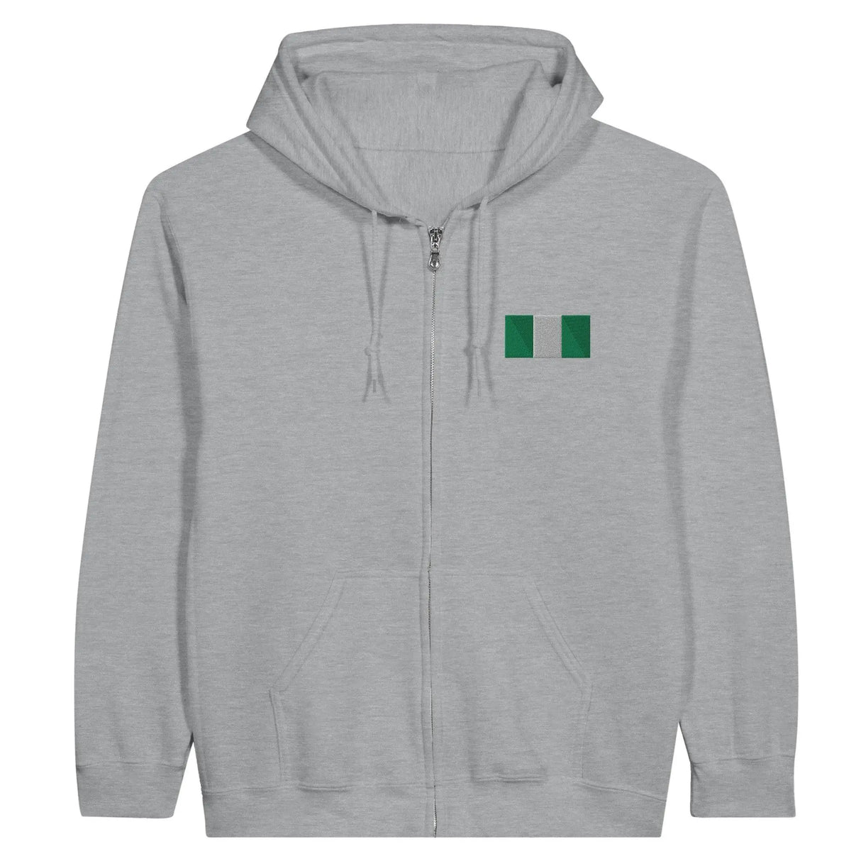 Sweat à capuche à fermeture éclair brodé drapeau nigeria