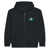 Sweat à capuche à fermeture éclair brodé drapeau nigeria