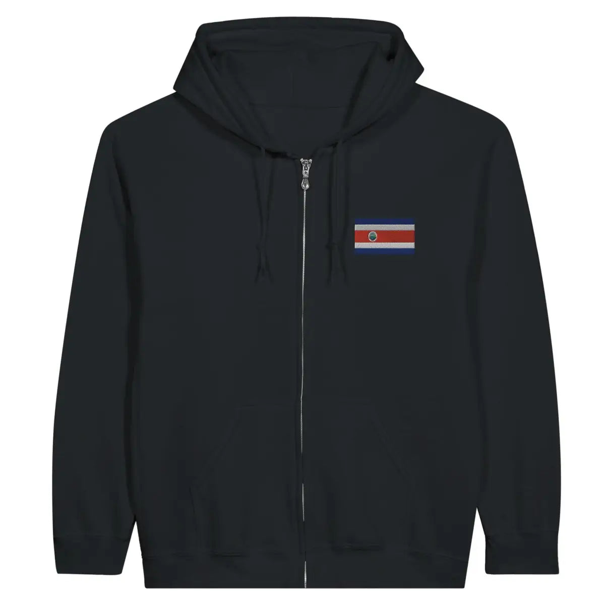 Sweat à capuche à fermeture éclair drapeau costa rica en broderie - pixelformaflag