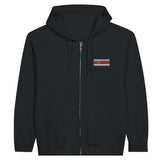 Sweat à capuche à fermeture éclair drapeau costa rica en broderie - pixelformaflag