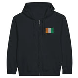 Sweat à capuche à fermeture éclair drapeau côte d’ivoire en broderie - pixelformaflag