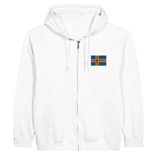 Sweat à capuche à fermeture éclair Drapeau d'Åland en broderie - Pixelforma 