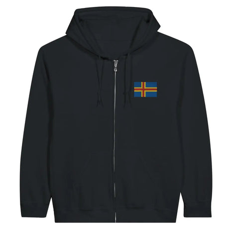 Sweat à capuche à fermeture éclair Drapeau d'Åland en broderie - Pixelforma 