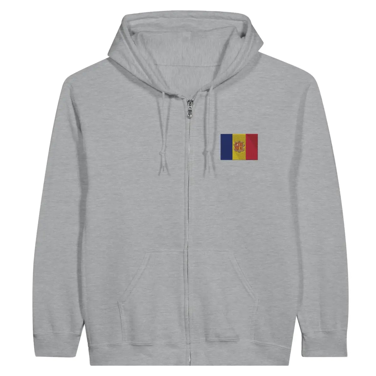 Sweat à capuche à fermeture éclair Drapeau d'Andorre en broderie - Pixelforma 