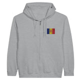 Sweat à capuche à fermeture éclair Drapeau d'Andorre en broderie - Pixelforma 