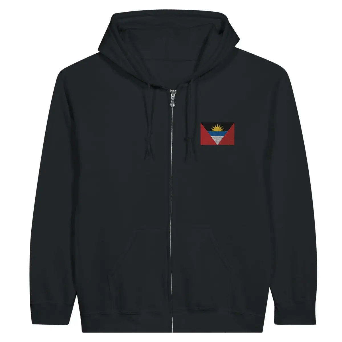 Sweat à capuche à fermeture éclair Drapeau d'Antigua-et-Barbuda en broderie - Pixelforma 