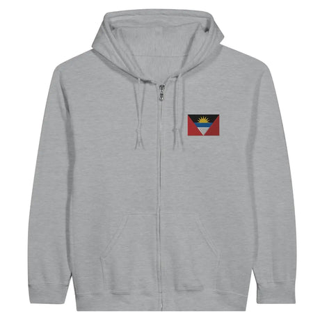 Sweat à capuche à fermeture éclair Drapeau d'Antigua-et-Barbuda en broderie - Pixelforma 