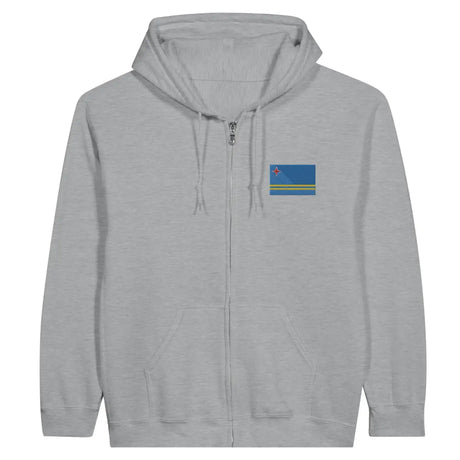 Sweat à capuche à fermeture éclair Drapeau d'Aruba en broderie - Pixelforma 