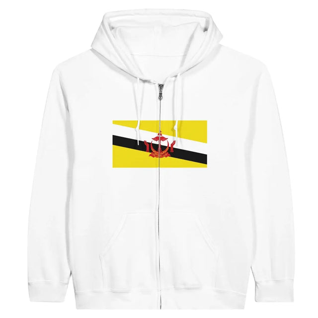 Sweat à capuche à fermeture éclair Drapeau de Brunei - Pixelforma 