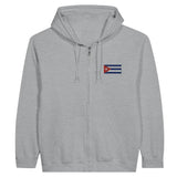 Sweat à capuche à fermeture éclair Drapeau de Cuba en broderie - Pixelforma 