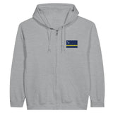 Sweat à capuche à fermeture éclair Drapeau de Curaçao en broderie - Pixelforma 