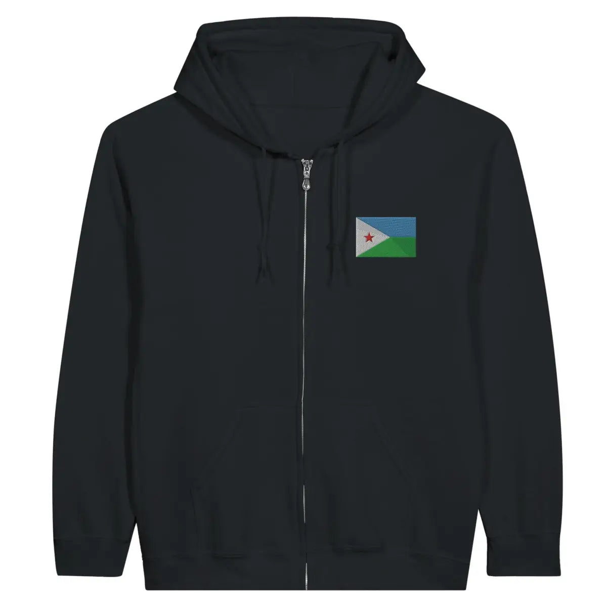 Sweat à capuche à fermeture éclair Drapeau de Djibouti en broderie - Pixelforma 