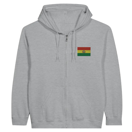 Sweat à capuche à fermeture éclair Drapeau de la Bolivie en broderie - Pixelforma 