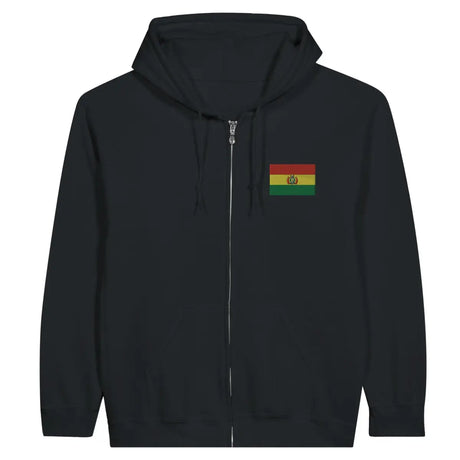 Sweat à capuche à fermeture éclair Drapeau de la Bolivie en broderie - Pixelforma 