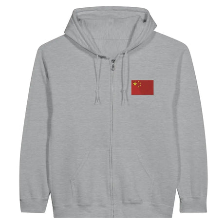 Sweat à capuche à fermeture éclair Drapeau de la Chine en broderie - Pixelforma 