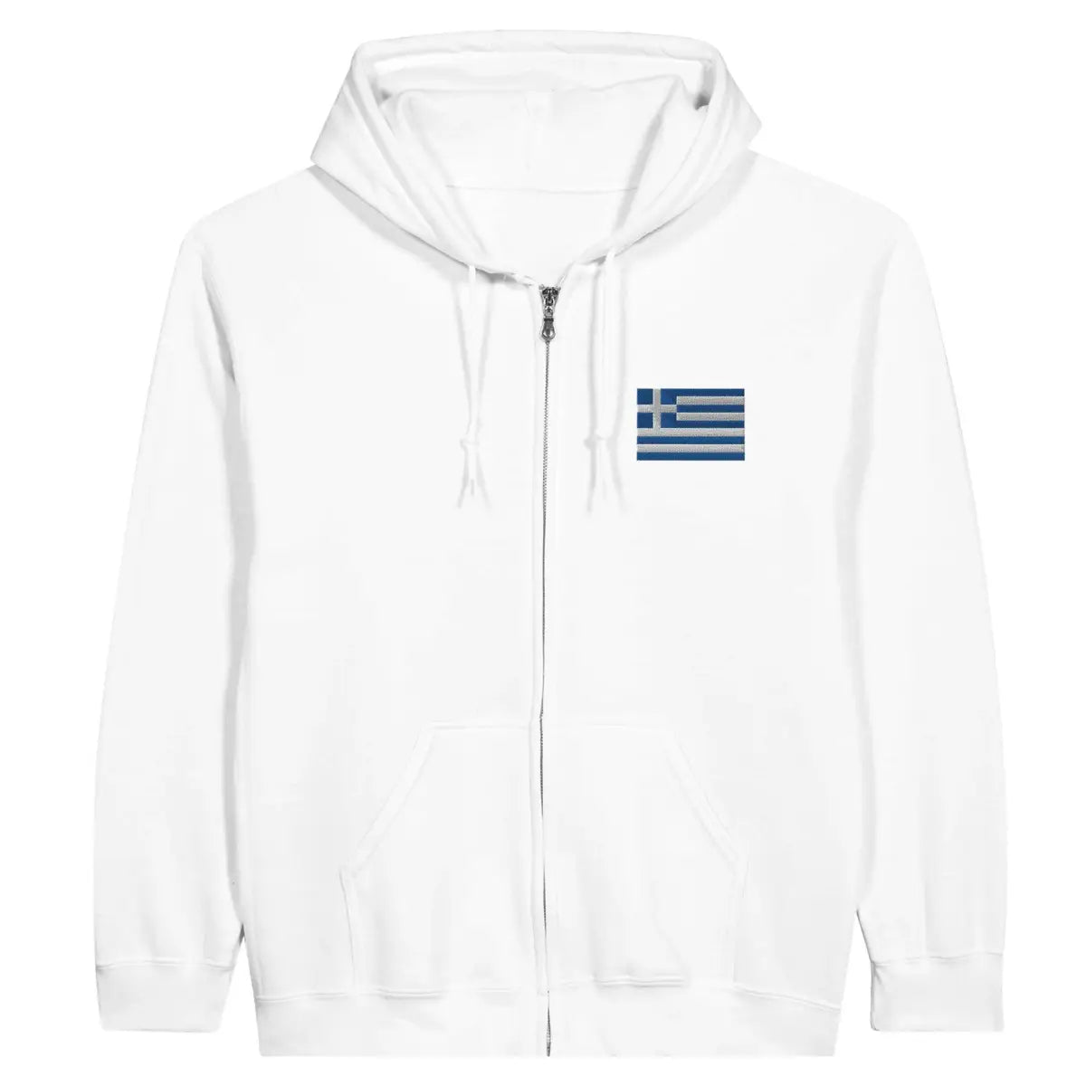 Sweat à capuche à fermeture éclair Drapeau de la Grèce en broderie - Pixelforma 